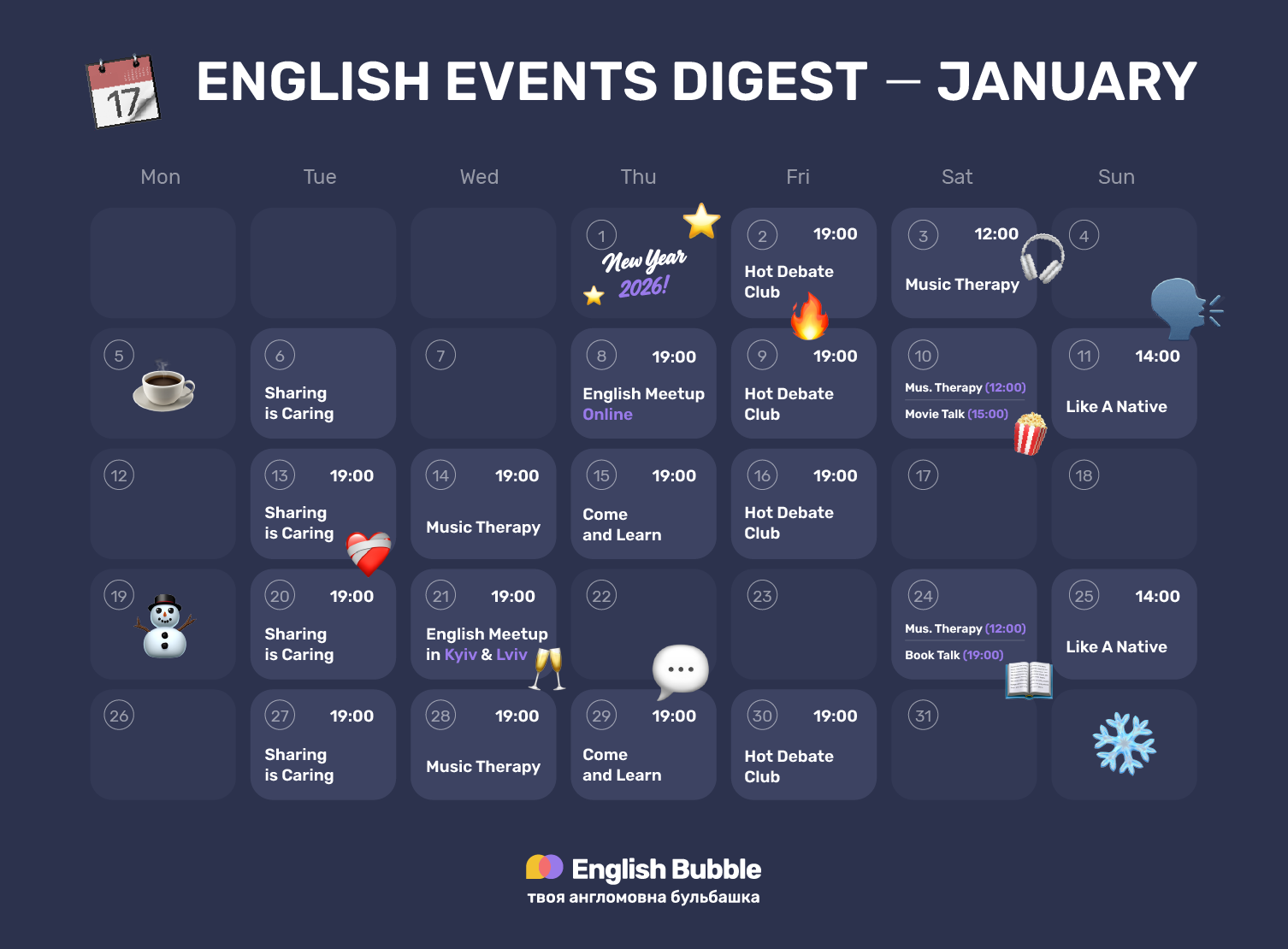 English events digest